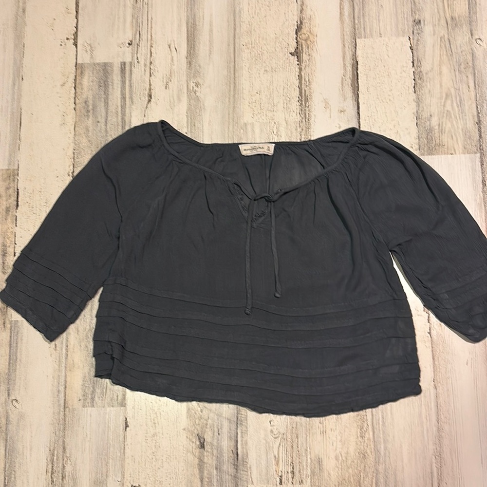 Abercrombie & Fitch Boho Grey 3/4 Sleeve Blouse XS